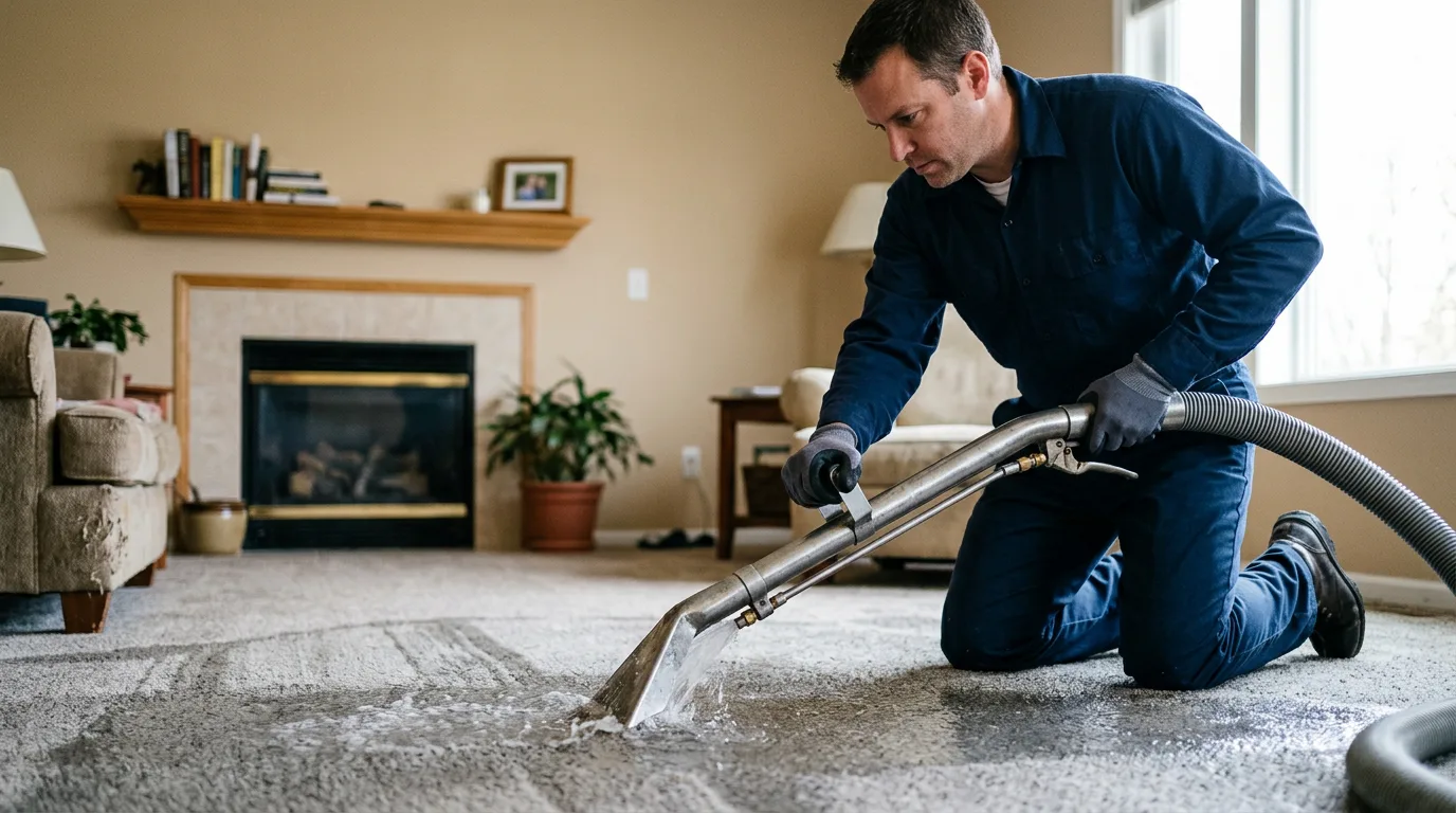 Water damage restoration technician working near Odin, IL